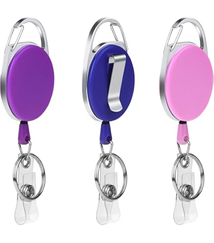 1pc 24-Inch Extendable Badge Reel With Belt Clip, Retractable Round ID Badge Holder With Snap-On - View #7