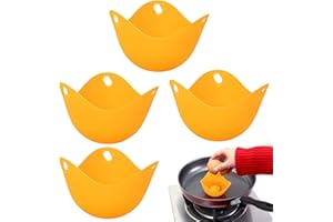 VILITI 4pcs Egg Poacher Cups,Silicone Poached Eggs Maker,Pan Poaching Microwave Poachers Moulds,New Cooker Portable Boiled Poachies Cup,Easy-Release Shaper Mould Yolk Sieve,for Kitchen Induction Steamer