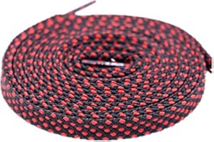 Boowhol Zweifarbige Flache Schnürsenkel Sportschuhe Schnürsenkel Schuhband für Kinder und Erwachsene Breit 0,8CM (100 CM, Schwarz rot)
