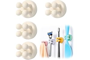 WUBAYI Rasiererhalter ohne Bohren, Zahnbürsten Halterung, Rasierhobel Damen Halter, Nassrasierer Klebehalterung Dusche, Stifthalter selbstklebend, Handtuchklemme (WHITE)