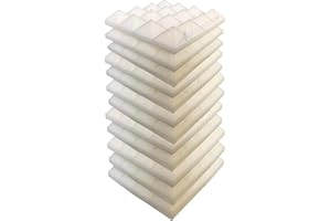 Arrowzoom 12 Acoustic Panels Pyramid Sound Absorbing Acoustic Treatment Tiles 25x25x5cm Recording Studio Noise Cancellation 26kg/m3 High Density Acoustical Dampening Fire Retardant 1034 PEARL WHITE