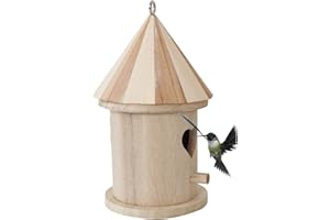 MOXEUPON Mangeoire à oiseaux suspendue, nichoir en bois, nid d'oiseau pour mésanges, nichoir pour oiseaux pour l'extérieur, résistant aux intempéries pour fenêtres de jardin, maisons de campagne