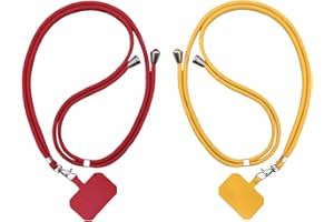 2NSPDRGNI Universal Handykette geeignet Kompatibel mit alle Smartphones, Kette zum Umhängen, Halsband Umhängen, Abnehmbare Handykordel zum Umhängen, Handyband mit jeder Hülle kombinierbar,Rot Gelb
