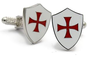 Maltese Cross on Shield Cufflinks Crusades Knights Templar By Onyx Art Gift Boxed