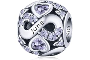 SHIYU Abalorio de plata de ley 925 con piedra natal compatible con pulseras Pandora