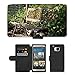 Produktbild PU Leder Wallet Case Folio Schutzhülle // M00290833 Garten-Bank Bank Lehne Sitz Holz // HTC One M9