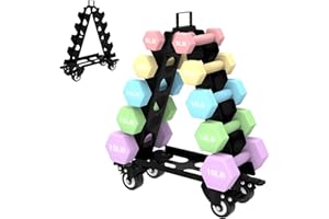 NOMIOU Support d'haltères courts Avec roues-Organiseur de rangement pour haltères - Accessoires de gymnastique - Parfait pour la salle de sport à la maison -Pour enfants/femmes