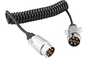 DARKGUARD 12V 7-Pin Trailer Extension Cable, 2.5m, Black, Male-to-Male, Metal Aluminum, Compatible with Trucks, Tractors, Vans, Caravans, RVs, Engine, Vehicle