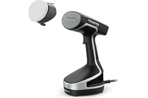 Rowenta Steam Force DR8250 - Cepillo de vapor 2000 W, Vapor continuo 30 g/min Golpe de vapor de 90 g/min, Rápido calentamiento Higieniza y desinfecta, 2 ajustes de vapor Todo tipo textiles Negro/Plata