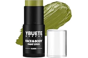 YBUETE Ogre Green Oil Based Face Body Paint Stick, Non-toxic Full-coverage Face Painting for Halloween Cosplay Makeup Witch Hulk Makeup, Waterproof Cream Ogre Green Body Painting for Adults