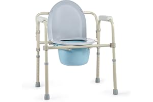 ‎VONOYA VONOYA Toilettenstuhl für Senioren 135kg Faltbar Nachtstuhl mit Armlehne Hygienischer Toilettenstuhl Toilettenhilfe WC Stuhl Höhenverstellbar Stuhl für Toilette mit herausnehmbarer Eimer