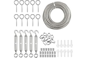 SHANGHh Kit di fissaggio per tende da sole in acciaio inox 304 per triangolo da giardino e accessori per hardware quadrato con cavo metallico 56 pezzi