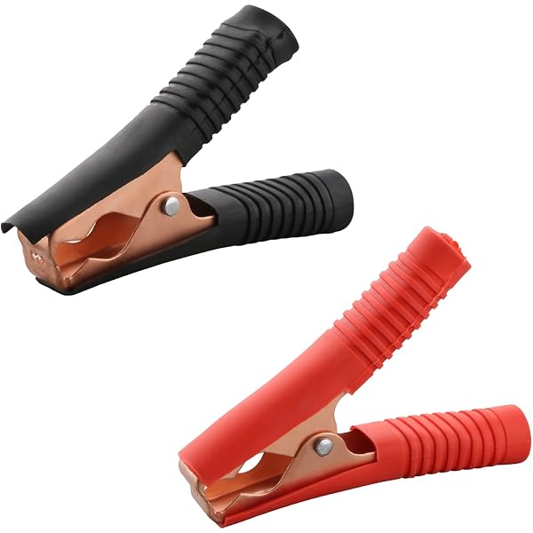 Uxcell 2-Pack Copper Plated Car Battery Test Clips - 50A Alligator Clamps, 80mm For Easy Jumper Cable Connections