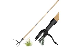TEDULL Weed Puller Weed Remover Tool - Stand Up Weeder Hand Tool, Detachable Handle Weed Remover Tool Manual Weeder with 4 Claws, Garden Weed Root Pulling Tool and Grabber,Picker (Weed puller + Wood Handle)
