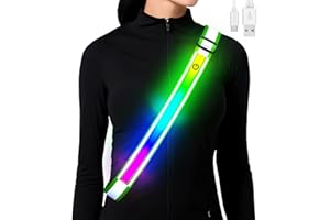 Fokia Kunbio Lauflicht Joggen mit Reflektoren Gürtel, LED Leuchtband USB Aufladbar Verstellbar Nacht Sicherheitslicht Laufgürtel für Jogger Laufen Fahrrad Hundewandern Outdoor Sports für Männer