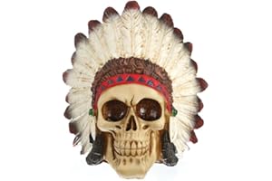 VOANZO Nativos americanos indios Águila Cabeza Cráneo Resina Artesanía para Halloween Bar Casa Mesa Decoratio,brown