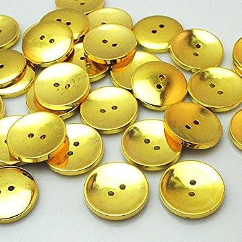 Lot De 10 Boutons Plats Métalliques à Queue - Doré, 15 Mm, Pour Chemise, Manteau, Costume