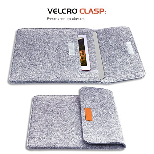 MoKo 10-11 Zoll Tablet Filz Sleeve Hülle – Ultrabook Laptoptasche Notebooktasche Laptop Schutzhülle Tasche mit Karten-Slot / Kleine Filz Bag für Acer One 10.1″ / ThinkPad 10 10.1″ / Surface 3 10.8″, Hellgrau - 5