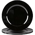 Argon Tableware Metallic Charger Plates - Black - 33cm - Pack of 6 - Metallic Finish Reusable Dining Table Setting Plates for Christmas, Party Celebrations, Restaurant Decor Placemats