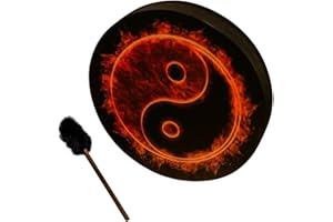 GIMOCOOL Shamanic Hand Drum With Beater - Handmade Vegan Shaman Drum for Adults, Deep Bass Therapy Percussion Frame, Sound Therapy Instrument, Symbol of Siberian Spiritual Music