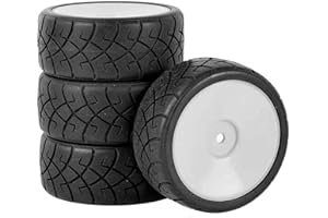 KEEDA RC Car 65 mm Rubber Tyres & Plastic Rims Wheels for 1/10 RC Model Car On Road Touring Car Racing Car (C, White)