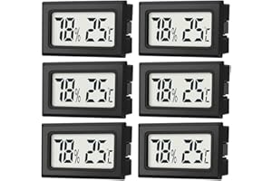 JEDEW 6er-Set Mini Digitale Thermometer-Hygrometer, Innen Temperatur- und Luftfeuchtigkeitmessgerät für Innenraum Gewächshaus Luftbefeuchter Reptilien, Großer LCD-Bildschirm Zentigrad ℃ (6)