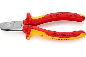 KNIPEX Szczypce do zagniatania tulejek kablowych z wielokomponentowymi osłonkami, izolowane wg VDE 145 mm, 97 68 145 A