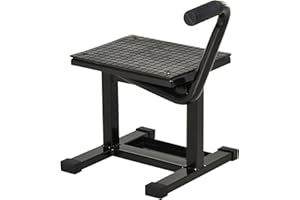 DURHAND Cavalletto per Moto in Metallo per Moto max 150 kg, Cavalletto Alzamoto con Superficie in Gomma e Manovella, 48x34x43 cm, Nero