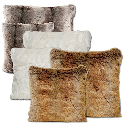 JEMIDI Kissenhülle Tiere & Wildfell – Fellkissen Bezüge Kissen Hülle Sofa Deko Hüllen Wald Winter (Winterfell Grau, 50cm x 50cm) - 2