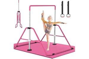 ‎DOBESTS DOBESTS Gymnastikstange Kinder, Faltbarer Turnreck Turnstange Indoor Reckstange Outdoor, Gymnastics Bars for Kids mit Verstellbarer Höhen