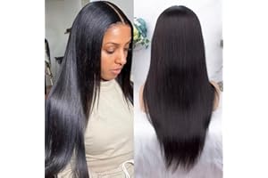 LADIARYF Ladiary Hair 16 pouce 4x4 Perruque Lace closure bresilienne straight perruque femme naturelle noire longue perruque avec Perruques Lace closure cheveux humain straight lace front wig human hair (40cm)