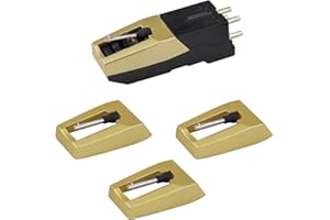 BANPA Record Player Needle, Upgraded Record Player Cartridge with Diamond Stylus Replacement for Crosley, ION, LP, Phonograph, and More (Gold)