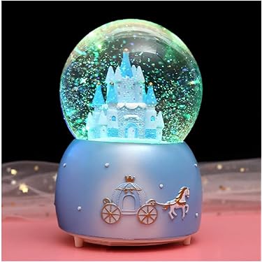 Palla Vetro Di Natale Paesaggio Innevato In Cornice Dorata 150 Mm