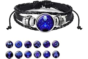 ZUYOKI Zodiac Signs Spirit Bracelet,12 Constellation Handmade Bead Woven Multilayer Leather Bracelet, Adjustable Stacking Bracelet, Glow in the Dark Zodiac Jewelry Gifts For Women Men