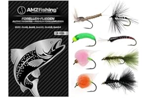 ‎AMZFISHING NEU AMZfishing® 8 Stück Premium Forellenfliegen - Alltime Favorites | Fliegen Forelle | Fliegenfischen | Fliegenangeln Forelle | Fliegen Forellensee | Forellenköder | Forellensee Köder