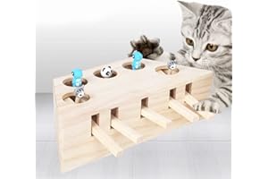 Haokaini Cat Toy Mouse Blow Mole Interactive Toy Puzzle Box with Cartoon Mouse Cat Strike Game for Cat Play Scratch Bite