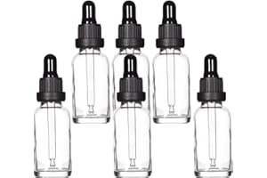 YIZHAO Flacon Compte Gouttes 30ml, Transparent Flacon Huile Essentielle Vide avec Pipette Verre, pour Huile Essentielle, Aromathérapie, Laboratoire, Massage, Cosmétique, Voyage - 6 Pcs