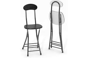 Warmiehomy Set of 2 X Folding Chair Home Black Dining Kitchen Chair Fold up Chair with Metal Frame for Outdoor Indoor