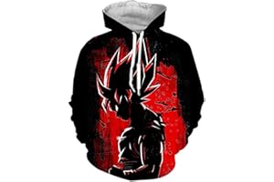 CHENMA Unisex Kinder Jungen Mädchen Goku Cosplay 3D-Druck Pullover Kapuzen-Sweatshirt mit Kängurutasche