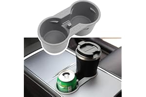 ‎FANPBOW FanpBow Tesla Model Y Model 3 Mittelkonsole Getränkehalter, Silikon Auto Mittelkonsole Becherhalt Einsatz für Tesla Model 3 Model Y 2023 2022 2021, nur passend für Neue Konsole-Grau