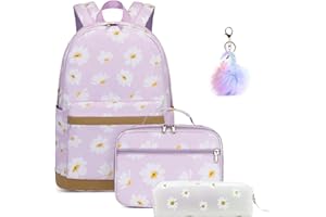 SEDEX Cartable Fille Primaire, Imperméable Léger Sac à Dos avec Toile Fermeture Éclair, Porte-Clés pour École
