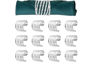 STCRERAG 12 Stück Serviettenringe Metall Napkin Rings Wiederverwendbar Serviettenschnalle Hollow Out Serviettenringe Weihnachten Serviettenringe Set für Hochzeit Weihnachten Geburtstag (Silber)