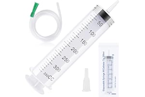 PARASTAR Strzykawka 350 ml z wężem, plastikowa strzykawka z nasadką, duża strzykawka wielokrotnego użytku, duża pojemność, pojedyncze uszczelnione strzykawki do laboratorium, przemysłu, karmienia zwierząt