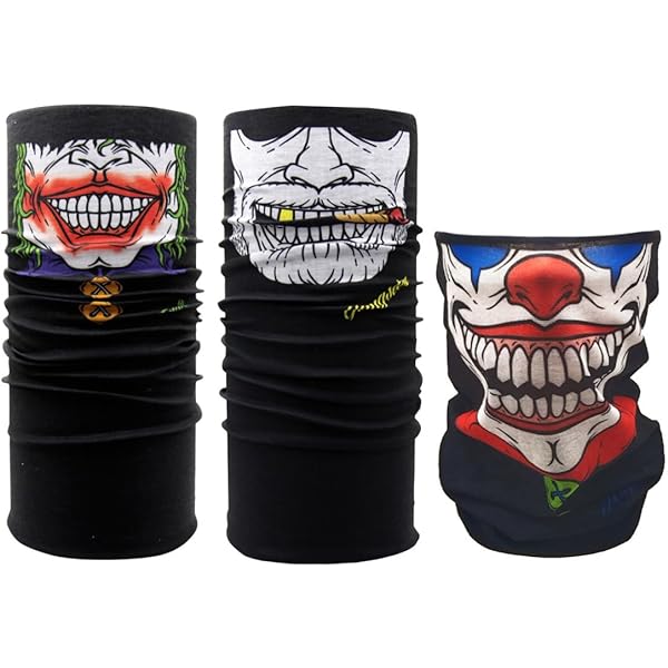 Bandana Antivento Multiuso - 3 Pezzi Con Motivo Teschio Per Sport, Moto E Outdoor
