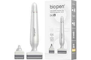 BESTAUTY Derma Stamp 0-3mm Réglable, 2 in 1 Dermastamp Cheveux avec 64 Micro-aiguilles+120 Micro-aiguilles, Stimuler la Croissance de la Barbe et Des Cheveux pour Cheveux, Barbe, Visage, Corps