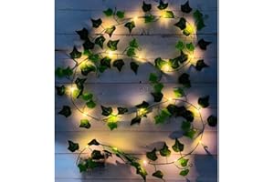 ARIATI Pack of 4 Artificial Ivy Garlands and 4X 20 LED 2 Meters Each, Battery Operated Fake Ivy Vine Lights, Hanging Greenery Leaf Plants for Bedroom, Garden, Wedding, Party, and Festival