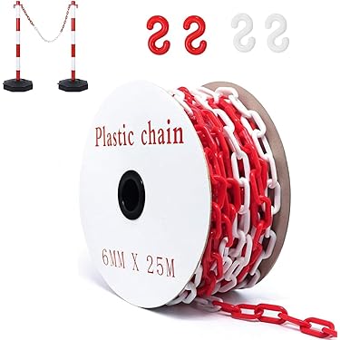 Catena Di Sicurezza In Plastica 25m - Rosso/Bianco Per Cantieri E Delimitazione - Foto 5