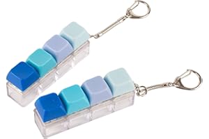 GWAWG Pack de 2 juguetes fidget para teclado, juguete para relajación y alivio del estrés, llavero de clic lineal, 4 juguetes de descompresión para teclado, llavero portátil desmontable (azul)