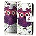 Produktbild Saxonia. Moderne Schutzhülle für Sony Xperia Z1 Compact schicke Tasche mit tollem Design und bester Schutz. Owl Weiß-Violett