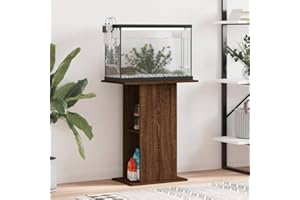 Gecheer Aquarium Stand Fish Tank Cabinet Free Standing Side Cabinet with Open Storage Shelves for Home Living Room Brown Oak 60.5x36x72.5 cm Engineered Wood